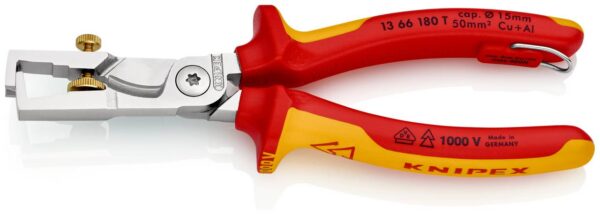 KLIJEŠTA ZA SKIDANJE IZOLACIJE 180mm SA ŠKARAMA ZA KABELE 1000V S PRIVEZNICOM