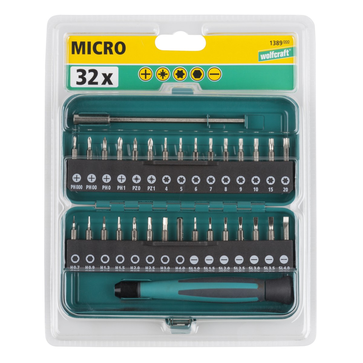 WOLFCRAFT kutija s mikro bit nastavcima za male vijke 32-dij.