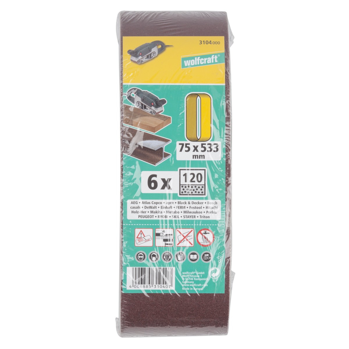 WOLFCRAFT brusne trake od platna 75 x 533 mm