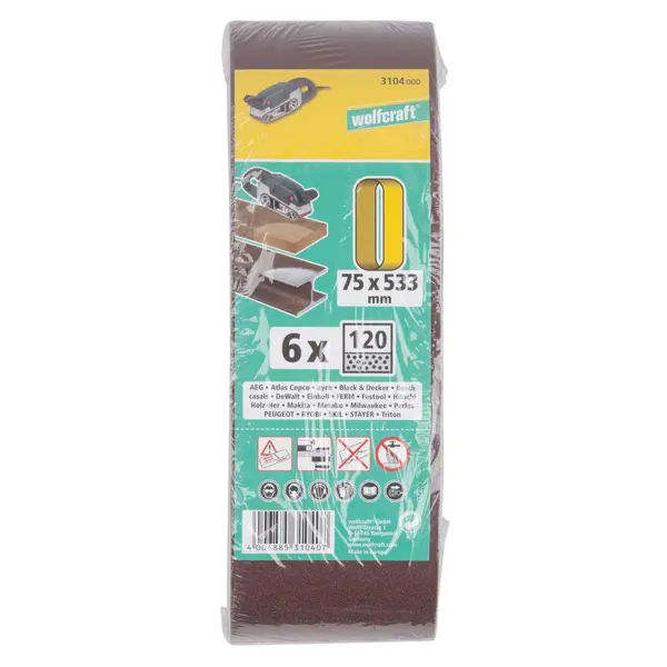 WOLFCRAFT brusne trake od platna 75 x 533 mm